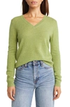 Nordstrom Cashmere Essential V-neck Sweater In Olive Epsom