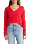 Nordstrom Cashmere Essential V-neck Sweater In Red Chinoise