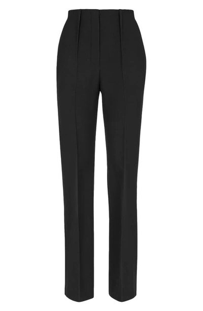 Fendi Pintuck Grain De Poudre Straight-leg Trousers In Nero