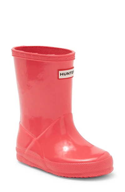Hunter Kids' 'first Gloss' Rain Boot In Rowan Pink