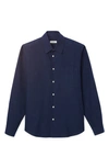 Sandro Solid Flannel Button-up Shirt In Navy Blue