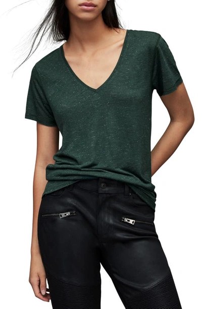 Allsaints Emelyn Shimmer T-shirt In Ivy Green
