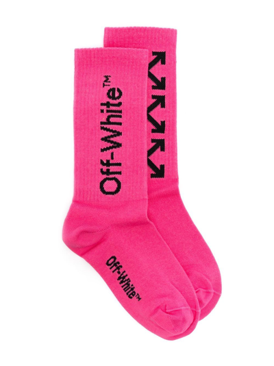 Off-white Kids' Arrows-motif Socks In Pink