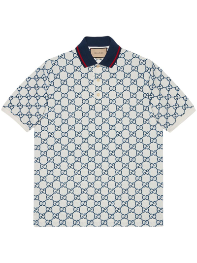 Gucci Gg Short-sleeved Polo Shirt In Blue