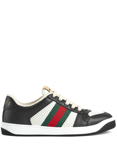 Gucci Screener Web Stripe Lace-up Sneakers In Default Title