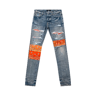 Pre-owned Amiri Vintage Bandana Artpatch Jean 'clay Indigo' In Blue