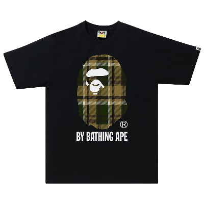 Pre-owned Bape Check By Bathing Ape Tee 'black/green'