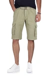 X-ray Belted Twill Trim Cargo Shorts In Stone