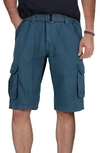 X-ray Belted Twill Trim Cargo Shorts In Majolica Blue