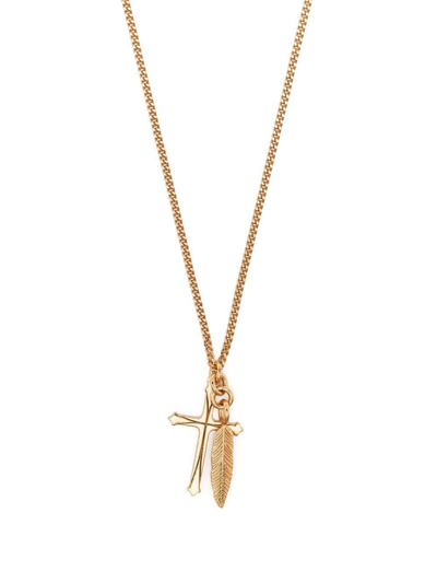 Emanuele Bicocchi Feather-pendant Necklace In Oro