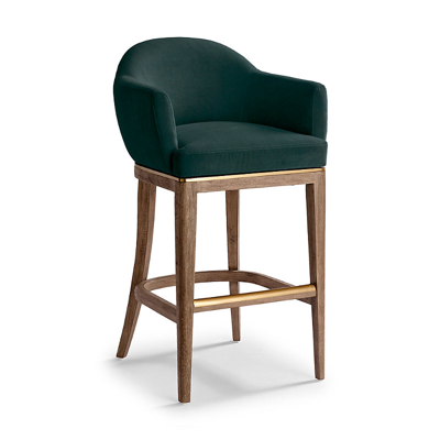 Frontgate Blanchett Swivel Bar & Counter Stool In Canyon Gray,olive Performance Velvet Bar Height Bar 