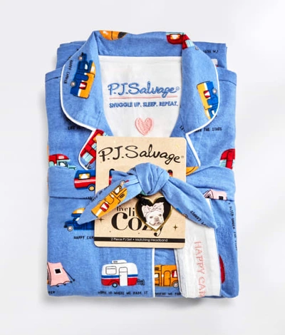 Pj Salvage Flannel Pajama Set In Happy Camper