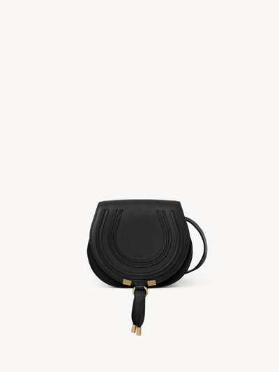 Chloé Small Marcie Saddle Bag In Grained Leather Black Size Onesize 100% Calf-skin Leather