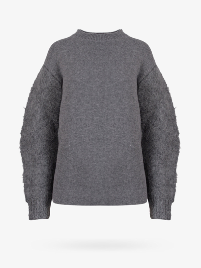 Jil Sander Cashmere Frayed-knit Sweater In Grey