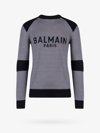 Balmain Fine-knit Jacquard-logo Jumper In Grey