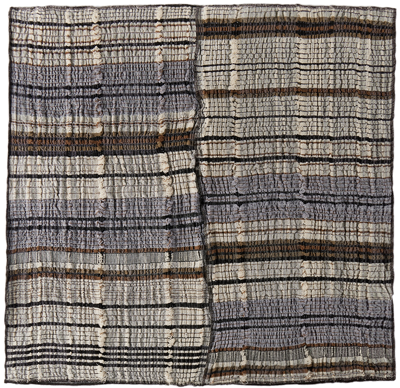 Luna Del Pinal Off-white & Grey Mixed Lines Floor Cushion Cover In Lavendar