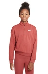 Nike Kids' Club Fleece Half Zip Sweatshirt In Canyon Rust/ White