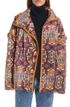 ISABEL MARANT GRETA TAPESTRY PRINT COAT WITH REMOVABLE SLEEVES