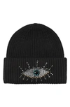 Kg Kurt Geiger Beaded Evil Eye Beanie In Black