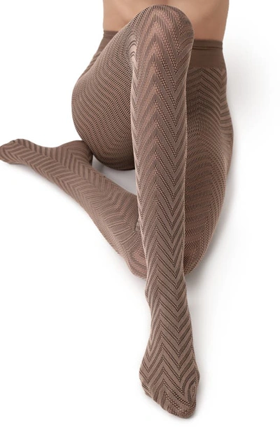 Oroblu Chevron Knit Tights In Camel