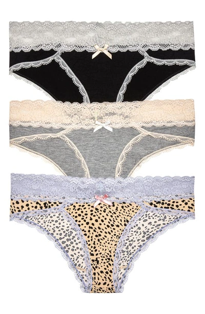 Honeydew Intimates Ahna 3-pack Hipster Panties In Bksilv/ Hg/ Natanml