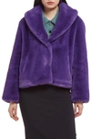 Apparis Shawl-lapel Faux-fur Jacket In Electric Purple