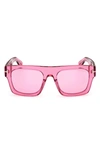 Tom Ford Fausto 53mm Geometric Sunglasses In Shiny Fuchsia/ Pink