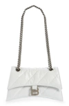 Balenciaga Small Crush Quilted Leather Crossbody Bag In Optic White