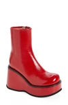 Jeffrey Campbell Millennium Platform Wedge Bootie In Red
