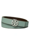 Tory Burch Miller Reversible Leather Belt In Arctic