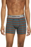 Tommy John Second Skin 4-inch Boxer Briefs In Scarlet Ibis Globe Stripe