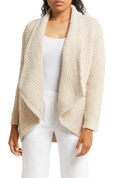 Barefoot Dreams Cozychic Honeycomb-stitch Open-front Cardigan In Sand Dollar