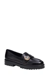 Kate Spade Crystal-embellished Leather Loafers In Black