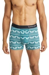 Tommy John Cool Cotton 4-inch Boxer Briefs In Ice Blue Moose Blanket