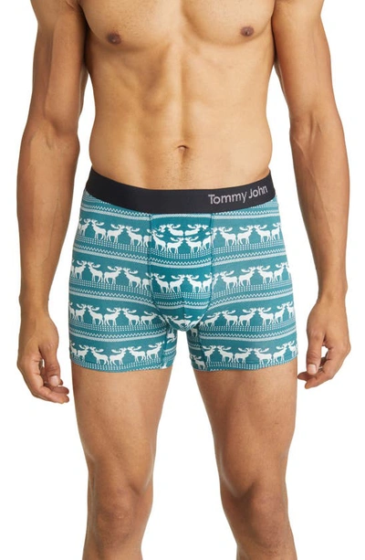 Tommy John Cool Cotton 4-inch Boxer Briefs In Ice Blue Moose Blanket