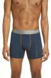 Tommy John Cool Cotton 4-inch Boxer Briefs In Navy W/ Scarlet Ibis Stitch