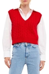 English Factory Cable Sweater Vest In Red