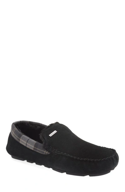 Barbour Monty Slipper In Black Suede