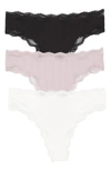 Honeydew Intimates Lorelai Assorted 3-pack High Waist Thongs In Blk/ White/ Delight