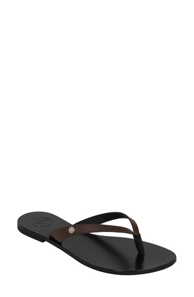 Bella Ha Italian Leather Handmade Flip Flop In Cocoa