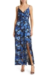 ALICE AND OLIVIA SAMANTHA FLORAL FAUX WRAP MAXI DRESS