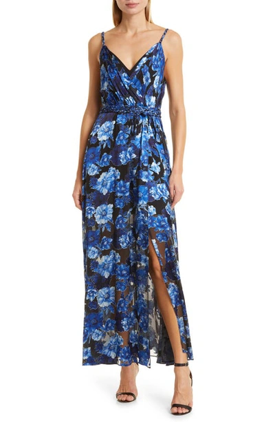 Alice And Olivia Samantha Belted Mock-wrap Maxi Dress In Blue