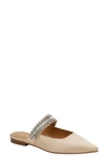Lisa Vicky Move Crystal Embellished Pointed Toe Satin Flat In Champagne