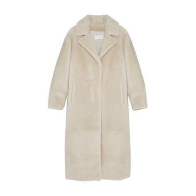 Yves Salomon Reversible Shearling Coat In Beige