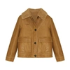Yves Salomon Merinillo Lambskin Cropped Jacket In Beige