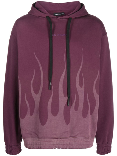 Vision Of Super Flame-print Cotton Hoodie In Pink & Purple