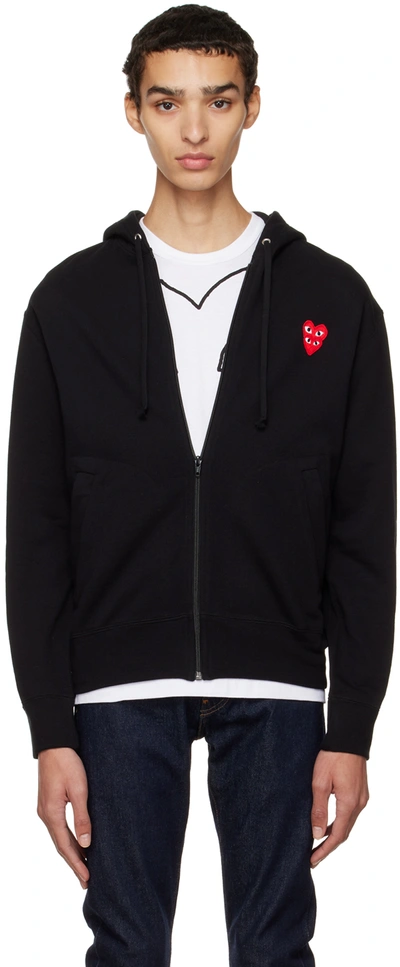 Comme Des Garçons Play Black Double Heart Hoodie