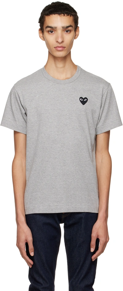 Comme Des Garçons Play Heart Embroidered T-shirt In Grey