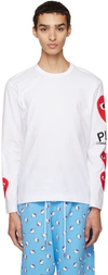 Comme Des Garçons Play Comme Des Garcons Play White Multi Heart Long Sleeve T-shirt In 1 White
