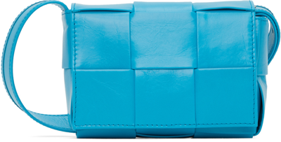 Bottega Veneta Blue Cassette Mini Leather Shoulder Bag In 4617-pool-silver